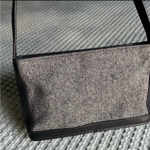 Coach Gray Herringbone Shoulder Bag with Black Trim